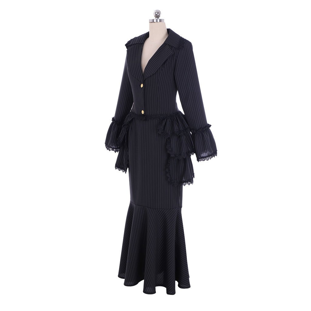 Victorian Gothic Black Bustle Gown Dress - Corset & Steampunk Skirt for Cosplay-Astricos