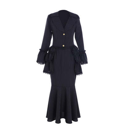 Victorian Gothic Black Bustle Gown Dress - Corset & Steampunk Skirt for Cosplay-Astricos