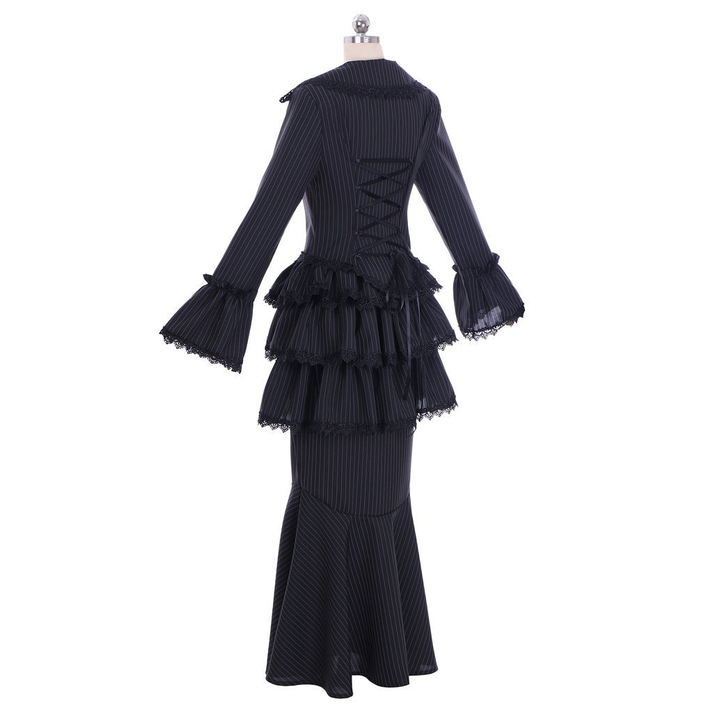 Victorian Gothic Black Bustle Gown Dress - Corset & Steampunk Skirt for Cosplay-Astricos
