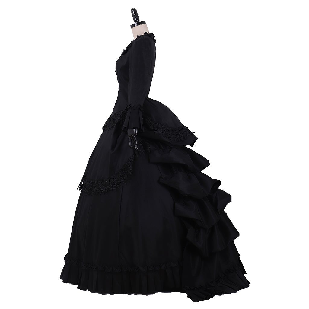 Victorian Gothic Bustle Dress - Vintage Steampunk Ball Gown Cosplay Costume | Astricos-Astricos