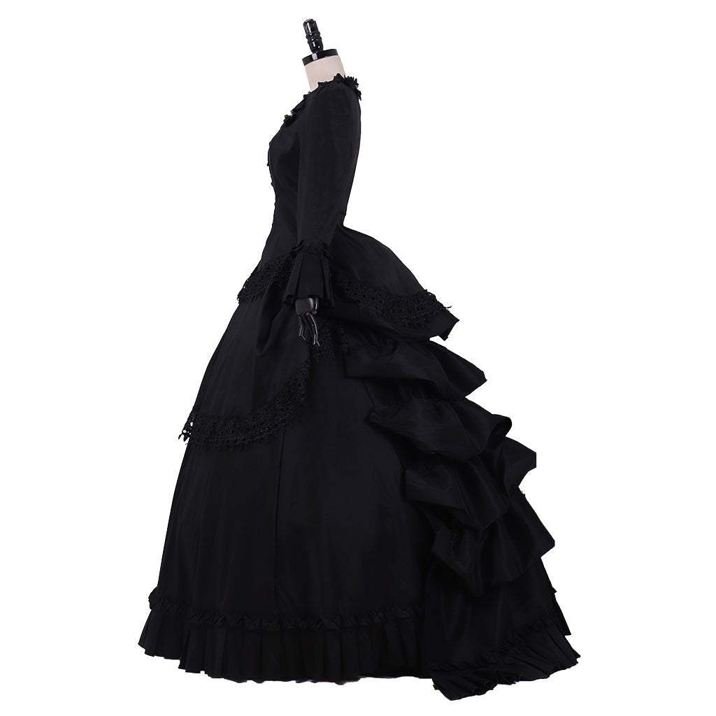 Victorian Gothic Bustle Dress - Vintage Steampunk Ball Gown Cosplay Costume | Astricos-Astricos