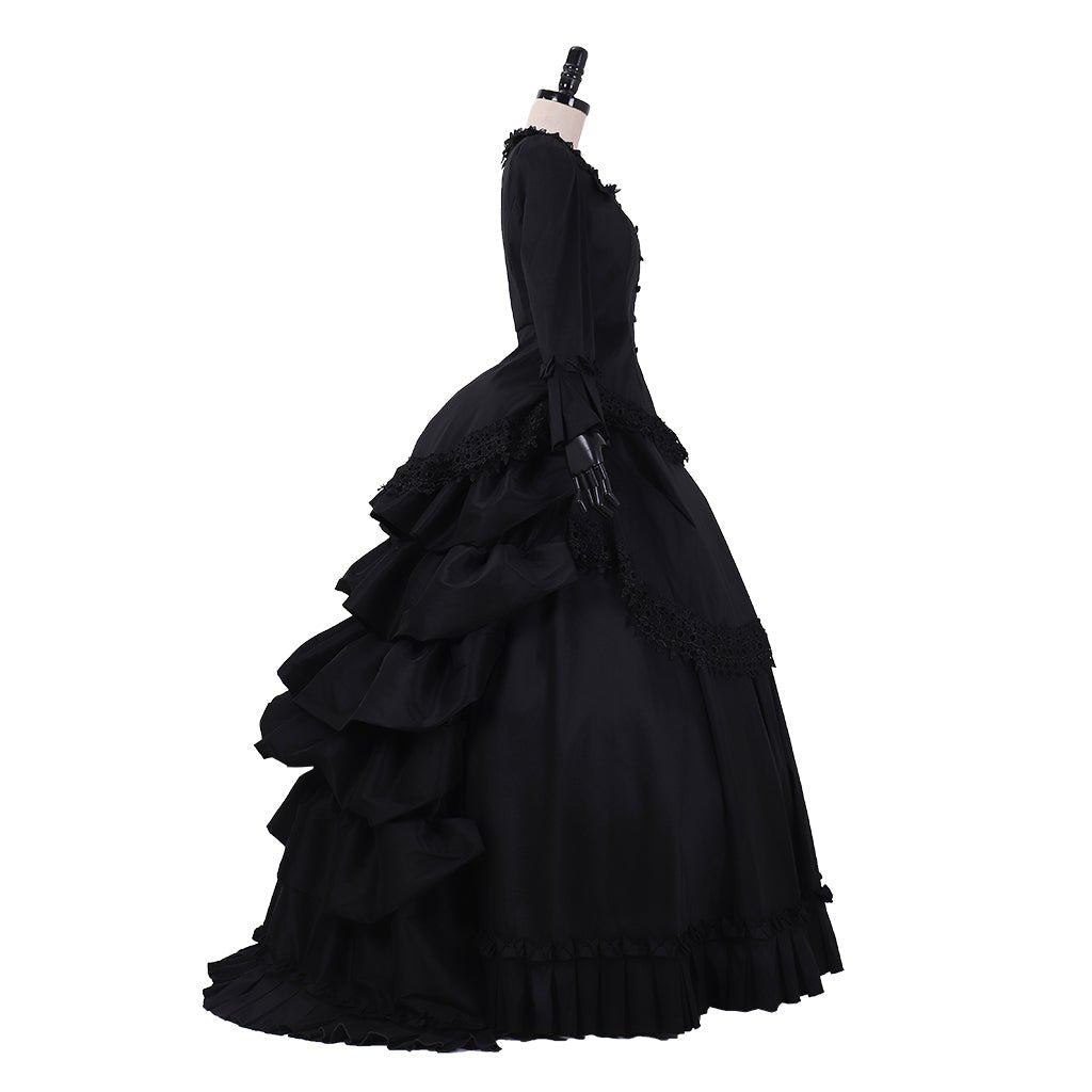 Victorian Gothic Bustle Dress - Vintage Steampunk Ball Gown Cosplay Costume | Astricos-Astricos