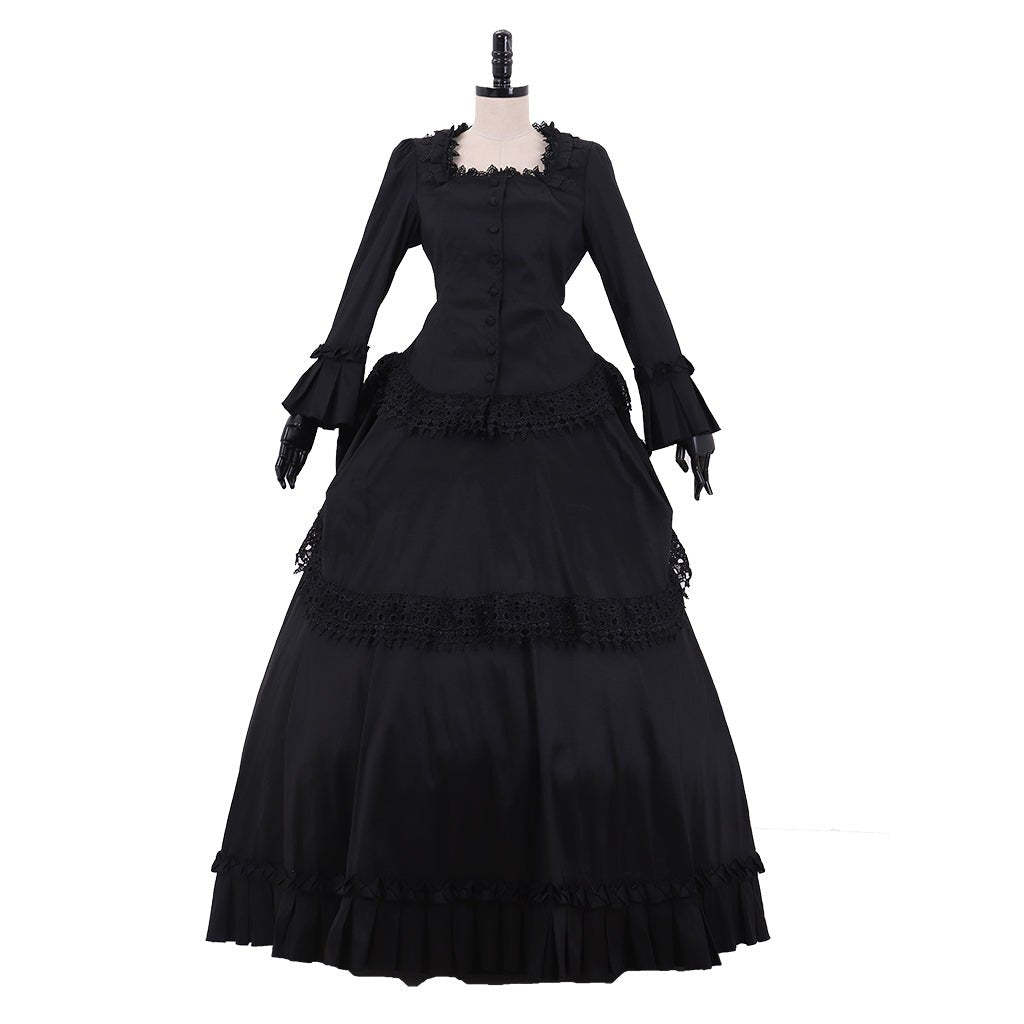 Victorian Gothic Bustle Dress - Vintage Steampunk Ball Gown Cosplay Costume | Astricos-Astricos