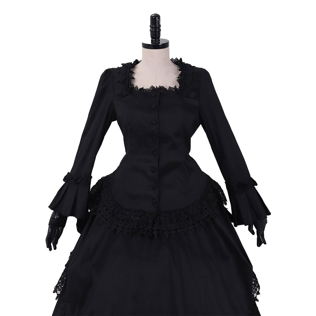 Victorian Gothic Bustle Dress - Vintage Steampunk Ball Gown Cosplay Costume | Astricos-Astricos