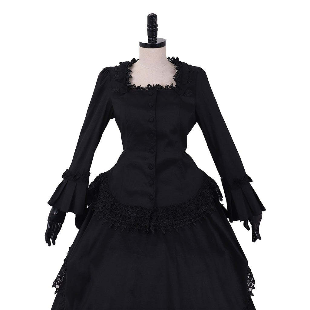 Victorian Gothic Bustle Dress - Vintage Steampunk Ball Gown Cosplay Costume | Astricos-Astricos