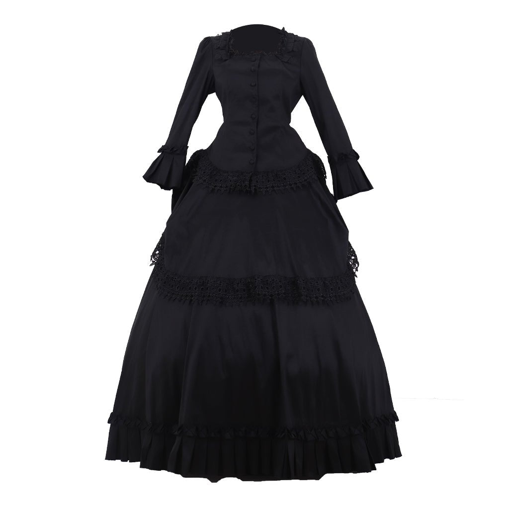 Victorian Gothic Bustle Dress - Vintage Steampunk Ball Gown Cosplay Costume | Astricos-Astricos