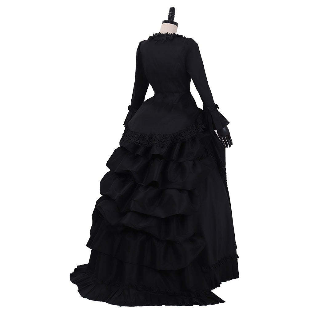 Victorian Gothic Bustle Dress - Vintage Steampunk Ball Gown Cosplay Costume | Astricos-Astricos