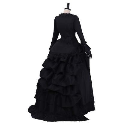Victorian Gothic Bustle Dress - Vintage Steampunk Ball Gown Cosplay Costume | Astricos-Astricos