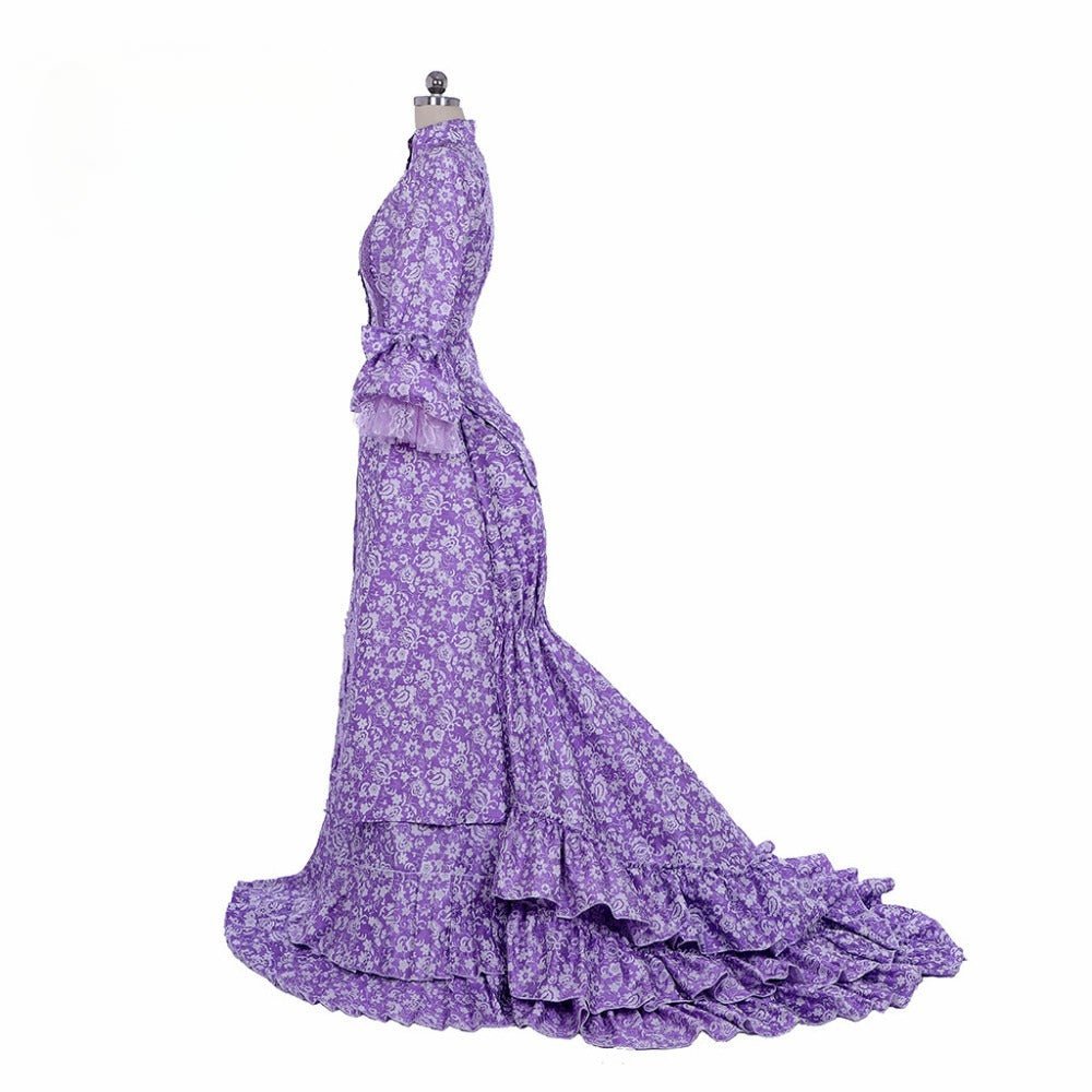 Victorian Gothic Purple Bustle Gown | Civil War Southern Belle Ball Dress for Cosplay & Christmas-Astricos