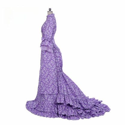 Victorian Gothic Purple Bustle Gown | Civil War Southern Belle Ball Dress for Cosplay & Christmas-Astricos