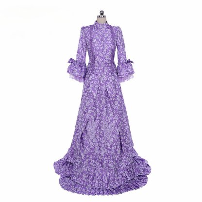 Victorian Gothic Purple Bustle Gown | Civil War Southern Belle Ball Dress for Cosplay & Christmas-Astricos
