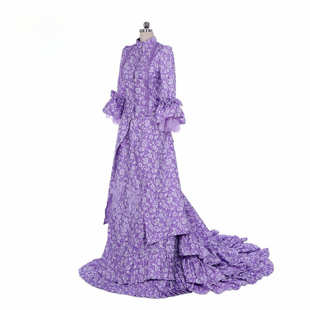 Victorian Gothic Purple Bustle Gown | Civil War Southern Belle Ball Dress for Cosplay & Christmas-Astricos