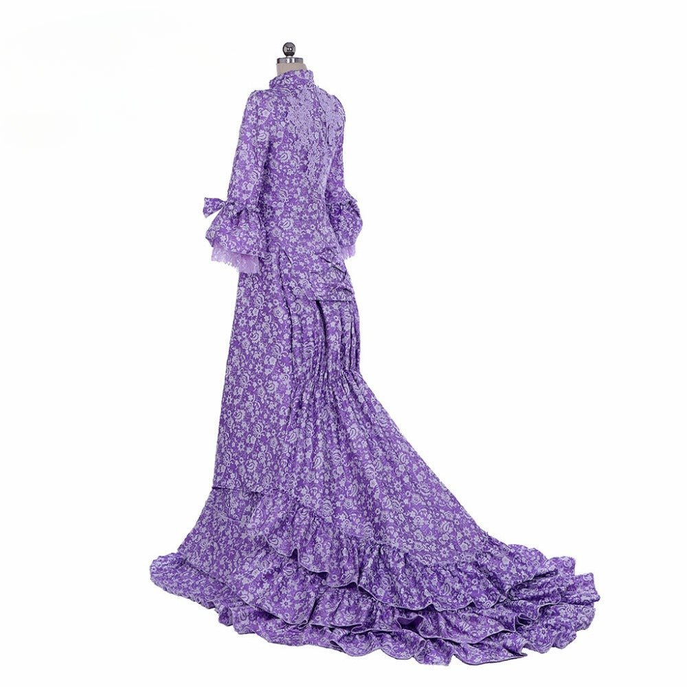 Victorian Gothic Purple Bustle Gown | Civil War Southern Belle Ball Dress for Cosplay & Christmas-Astricos