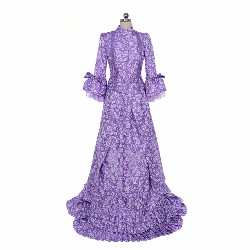 Victorian Gothic Purple Bustle Gown | Civil War Southern Belle Ball Dress for Cosplay & Christmas-Astricos