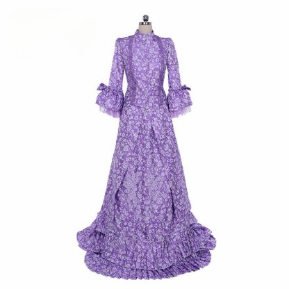 Victorian Gothic Purple Bustle Gown | Civil War Southern Belle Ball Dress for Cosplay & Christmas-Astricos