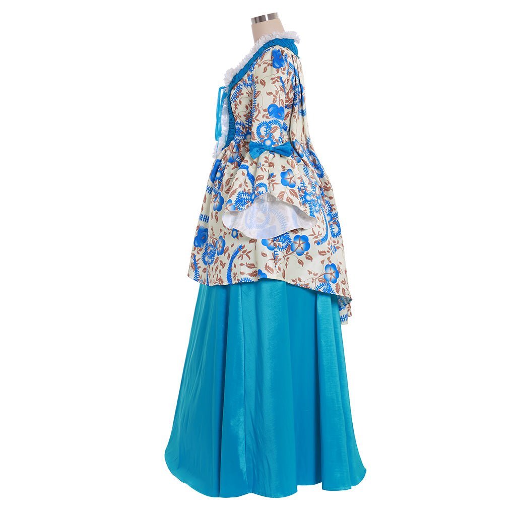 Victorian Rococo Gothic Marie Antoinette Dress | Custom Colonial Walking & Riding Flower Dress for Women-Astricos