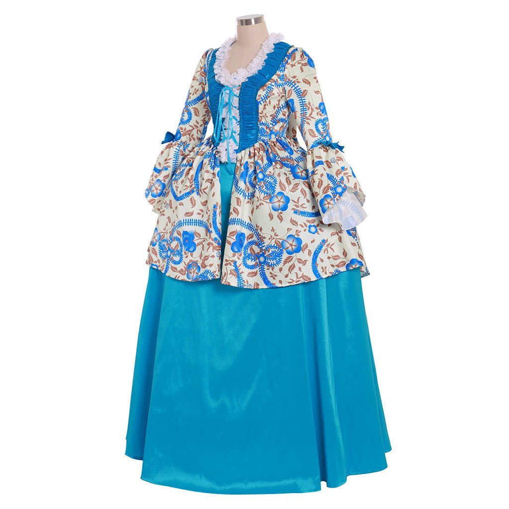 Victorian Rococo Gothic Marie Antoinette Dress | Custom Colonial Walking & Riding Flower Dress for Women-Astricos