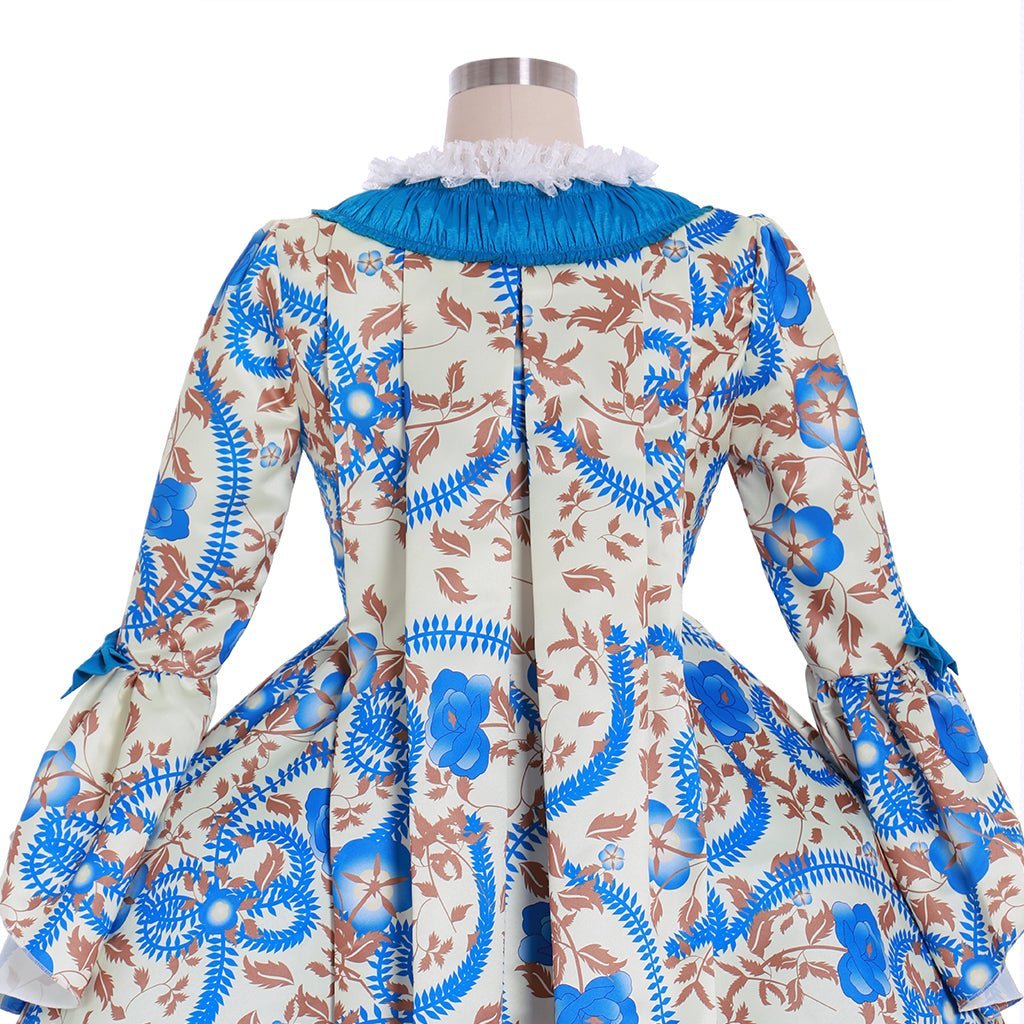 Victorian Rococo Gothic Marie Antoinette Dress | Custom Colonial Walking & Riding Flower Dress for Women-Astricos