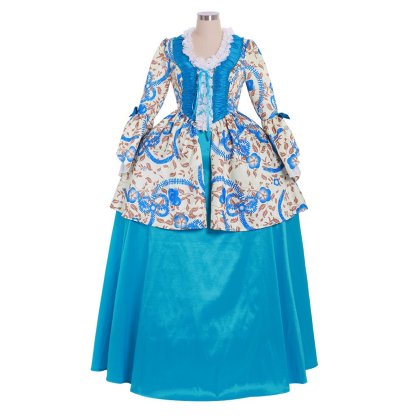 Victorian Rococo Gothic Marie Antoinette Dress | Custom Colonial Walking & Riding Flower Dress for Women-Astricos