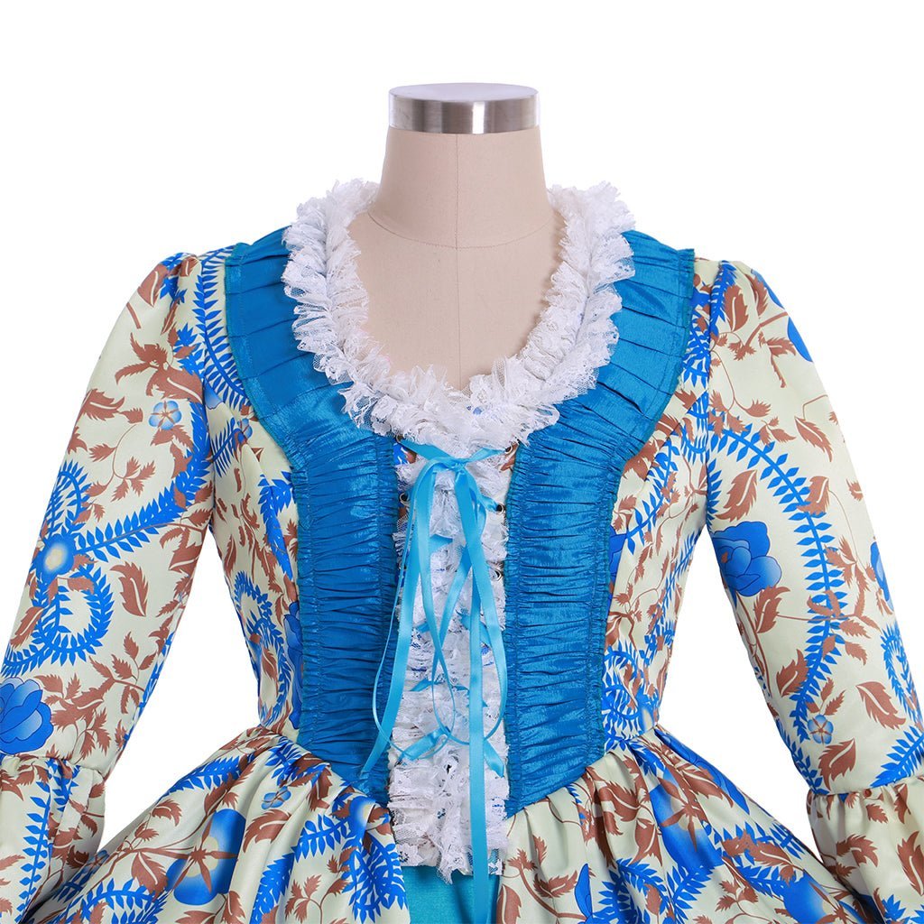 Victorian Rococo Gothic Marie Antoinette Dress | Custom Colonial Walking & Riding Flower Dress for Women-Astricos