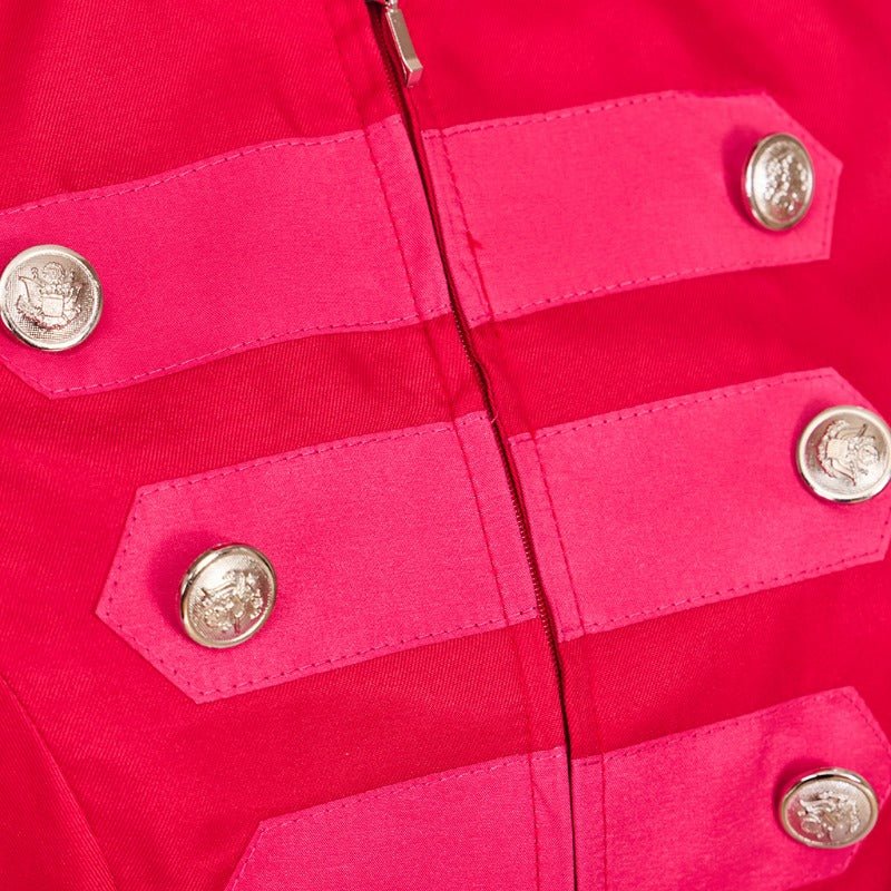 Victorian Steampunk Military Blazer for Women - Elegant Zip Up Crop Jacket | Astricos-Astricos