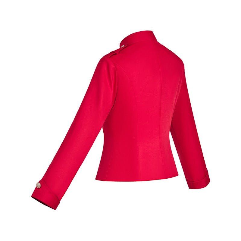 Victorian Steampunk Military Blazer for Women - Elegant Zip Up Crop Jacket | Astricos-Astricos