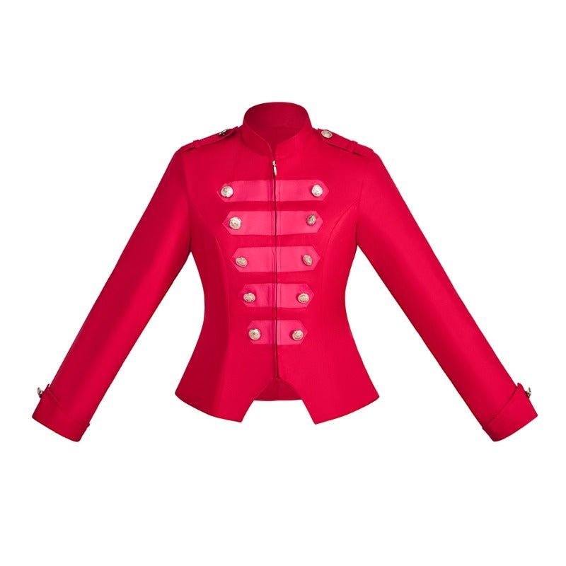 Victorian Steampunk Military Blazer for Women - Elegant Zip Up Crop Jacket | Astricos-Astricos