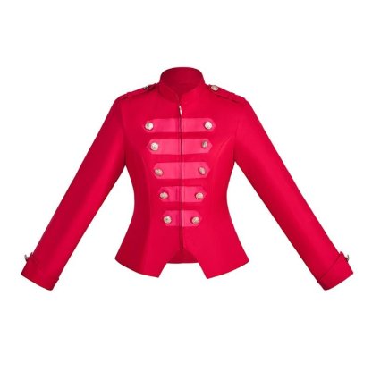 Victorian Steampunk Military Blazer for Women - Elegant Zip Up Crop Jacket | Astricos-Astricos