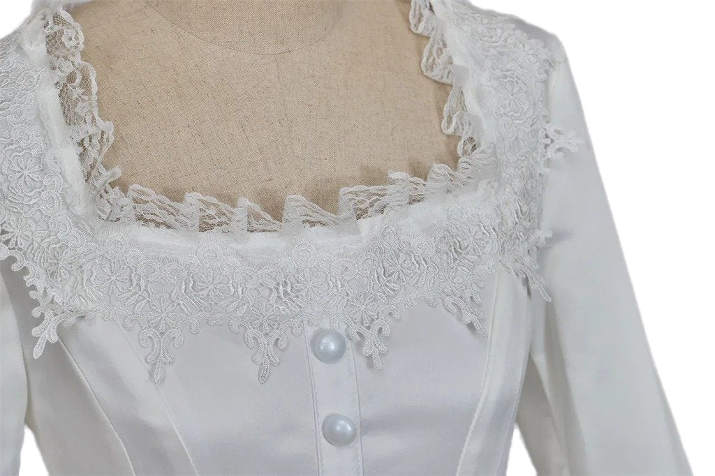Victorian White Bridal Masquerade Gown - Christine Daae Cosplay Costume from The Phantom of the Opera-Astricos