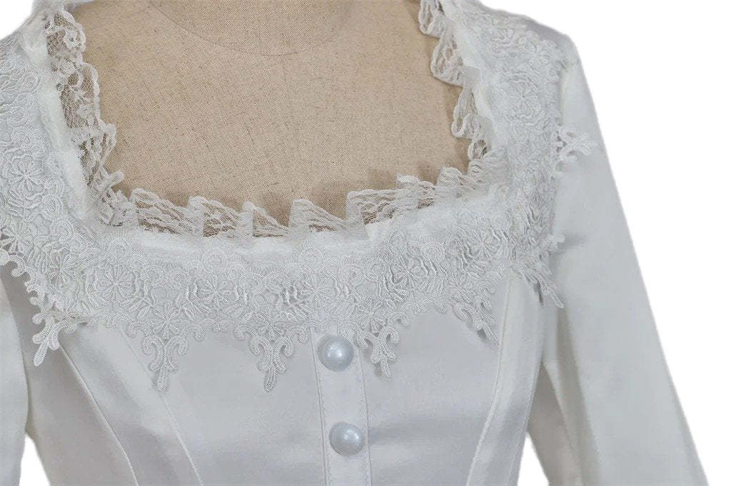 Victorian White Bridal Masquerade Gown - Christine Daae Cosplay Costume from The Phantom of the Opera-Astricos