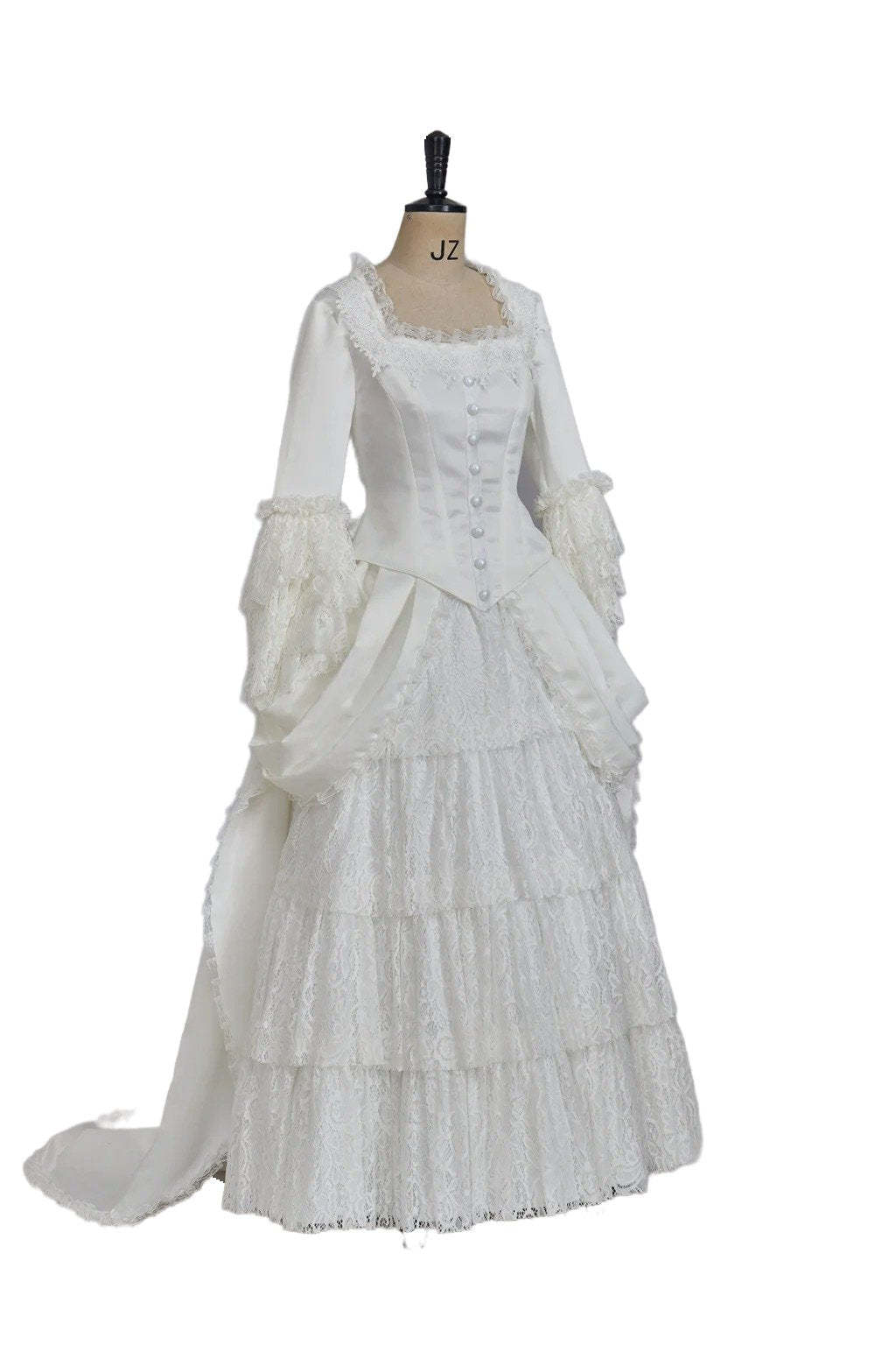 Victorian White Bridal Masquerade Gown - Christine Daae Cosplay Costume from The Phantom of the Opera-Astricos