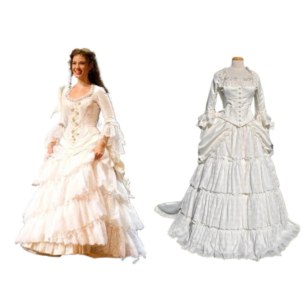 Victorian White Bridal Masquerade Gown - Christine Daae Cosplay Costume from The Phantom of the Opera-Astricos