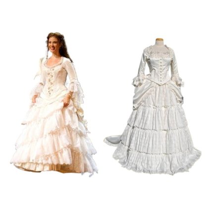 Victorian White Bridal Masquerade Gown - Christine Daae Cosplay Costume from The Phantom of the Opera-Astricos