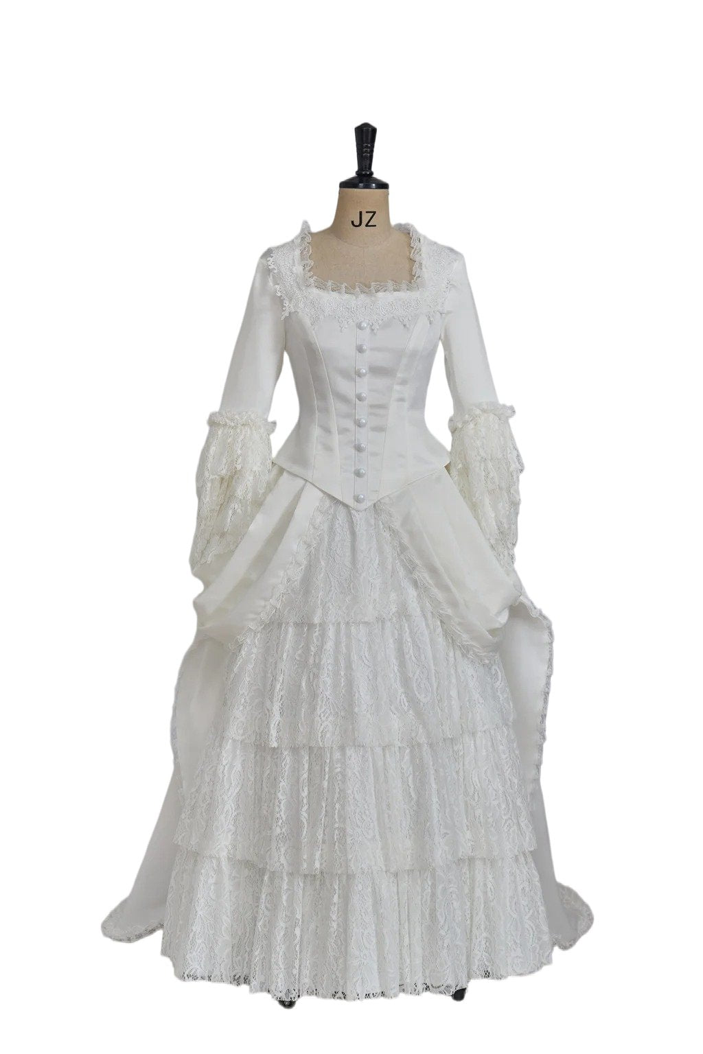 Victorian White Bridal Masquerade Gown - Christine Daae Cosplay Costume from The Phantom of the Opera-Astricos