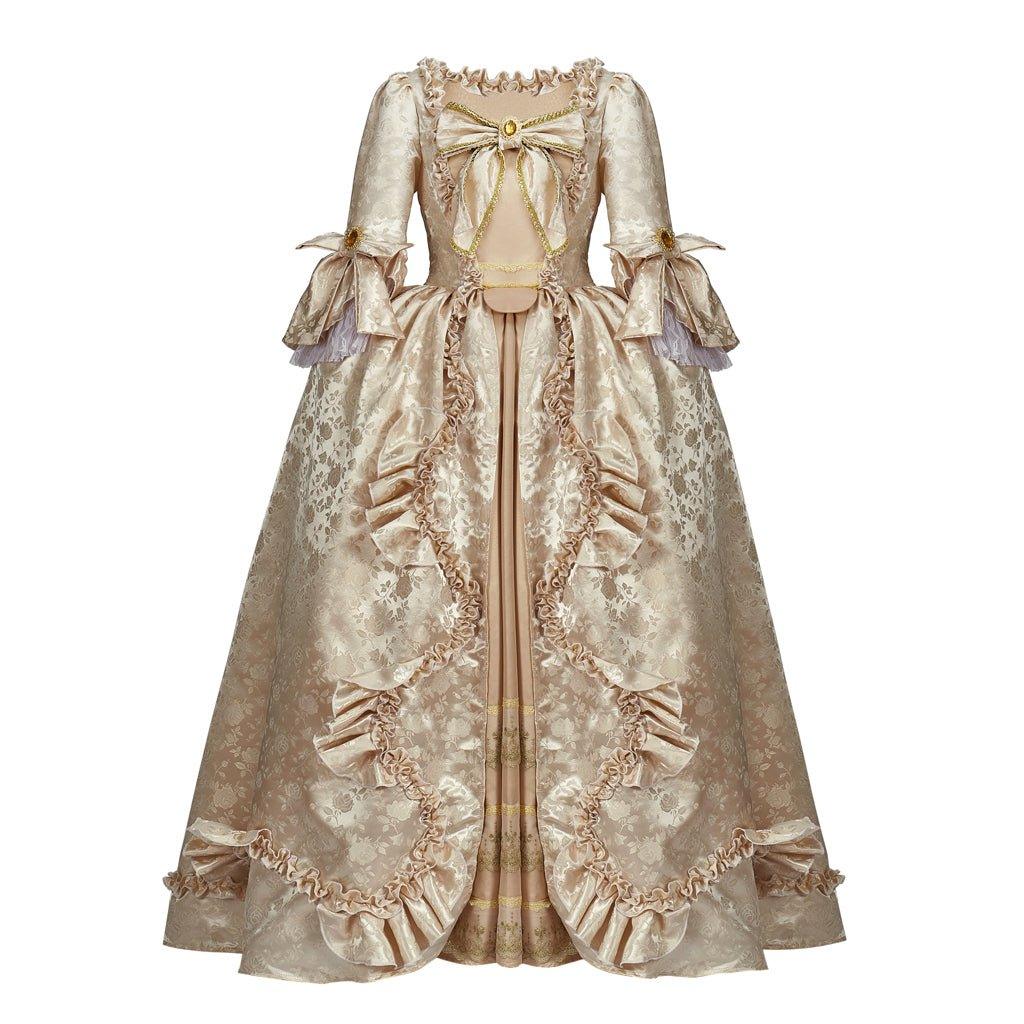 Vintage Rococo Victorian Renaissance Princess Colonial Period Prom Dress - Elegant 3/4 Sleeve Ball Gown-Astricos
