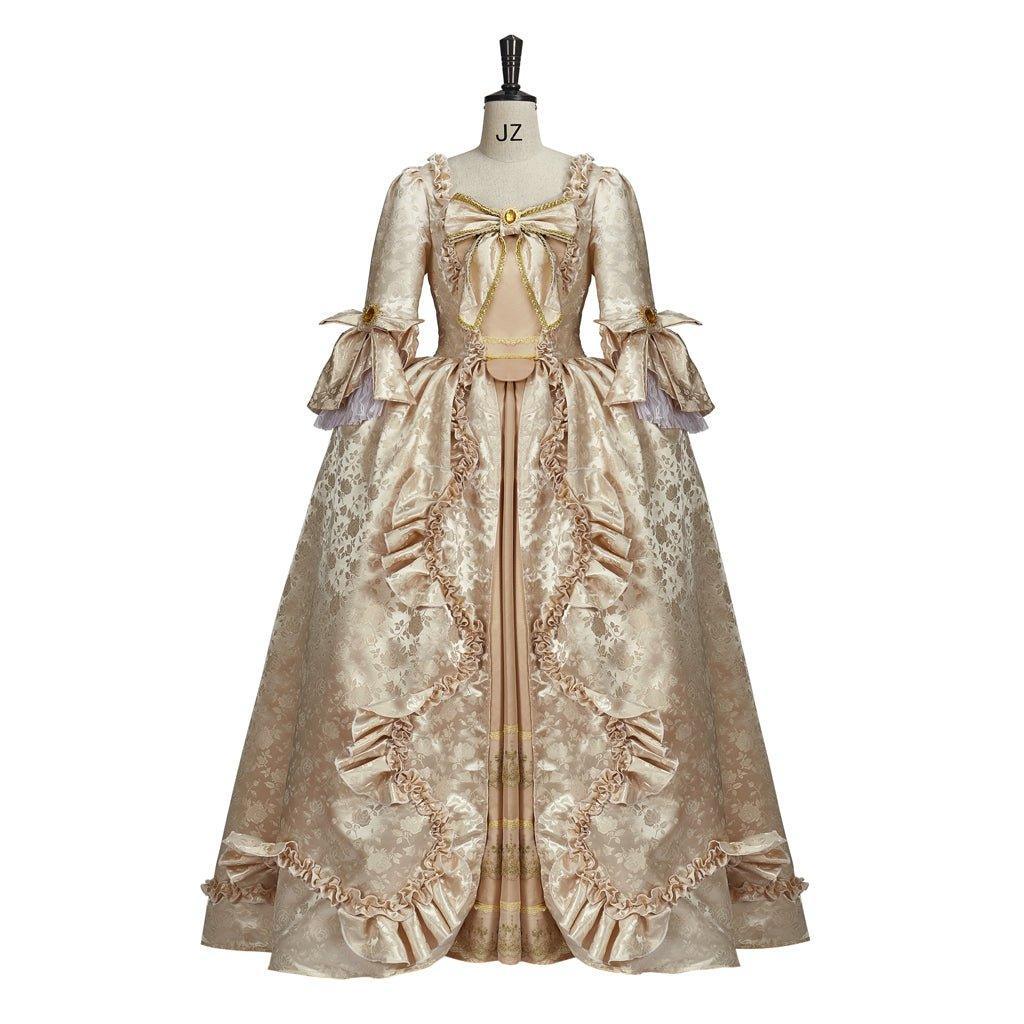 Vintage Rococo Victorian Renaissance Princess Colonial Period Prom Dress - Elegant 3/4 Sleeve Ball Gown-Astricos