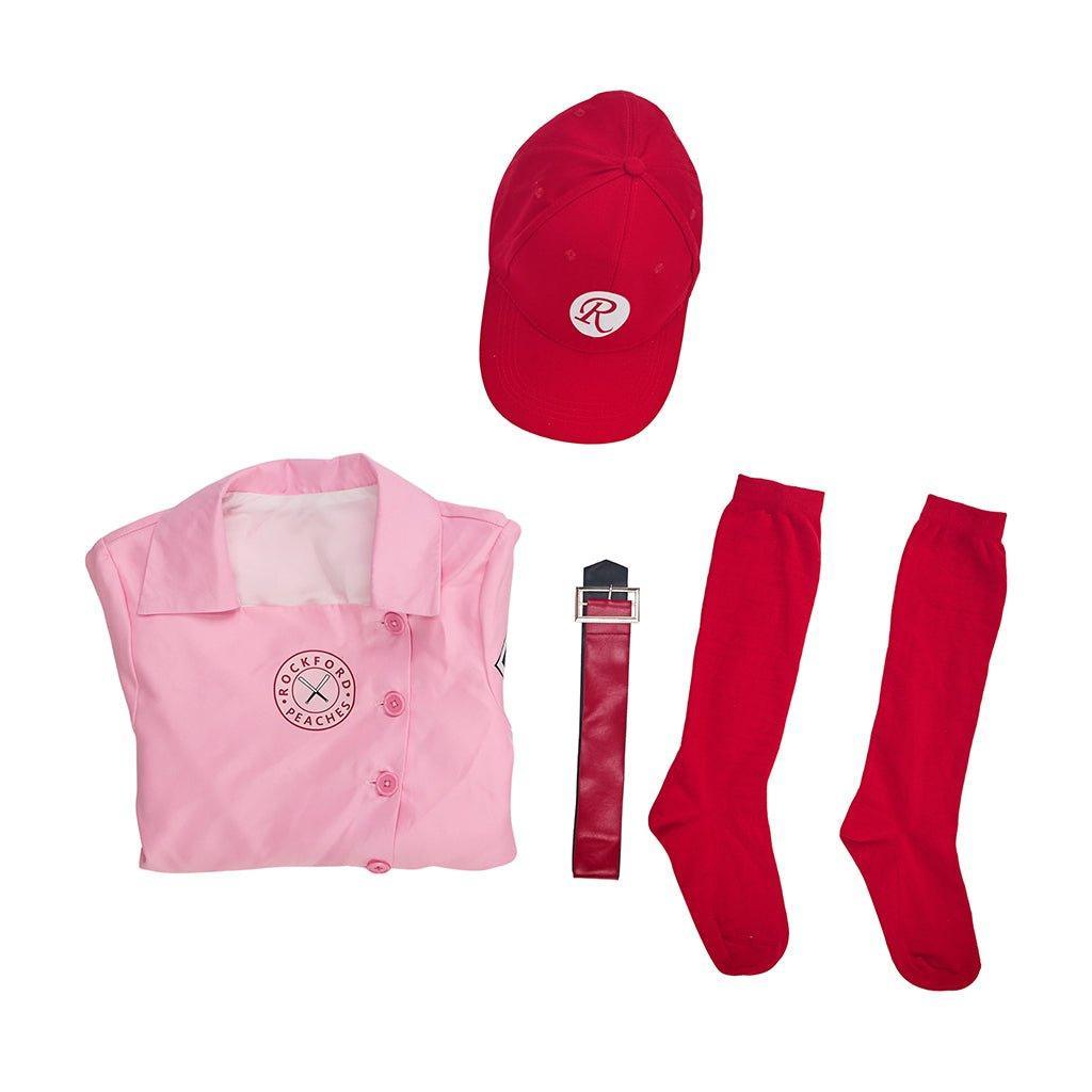 Dottie Hinson Pink Dress Cosplay Costume - Women's Baseball League Uniform for Halloween & Themed Parties-Astricos