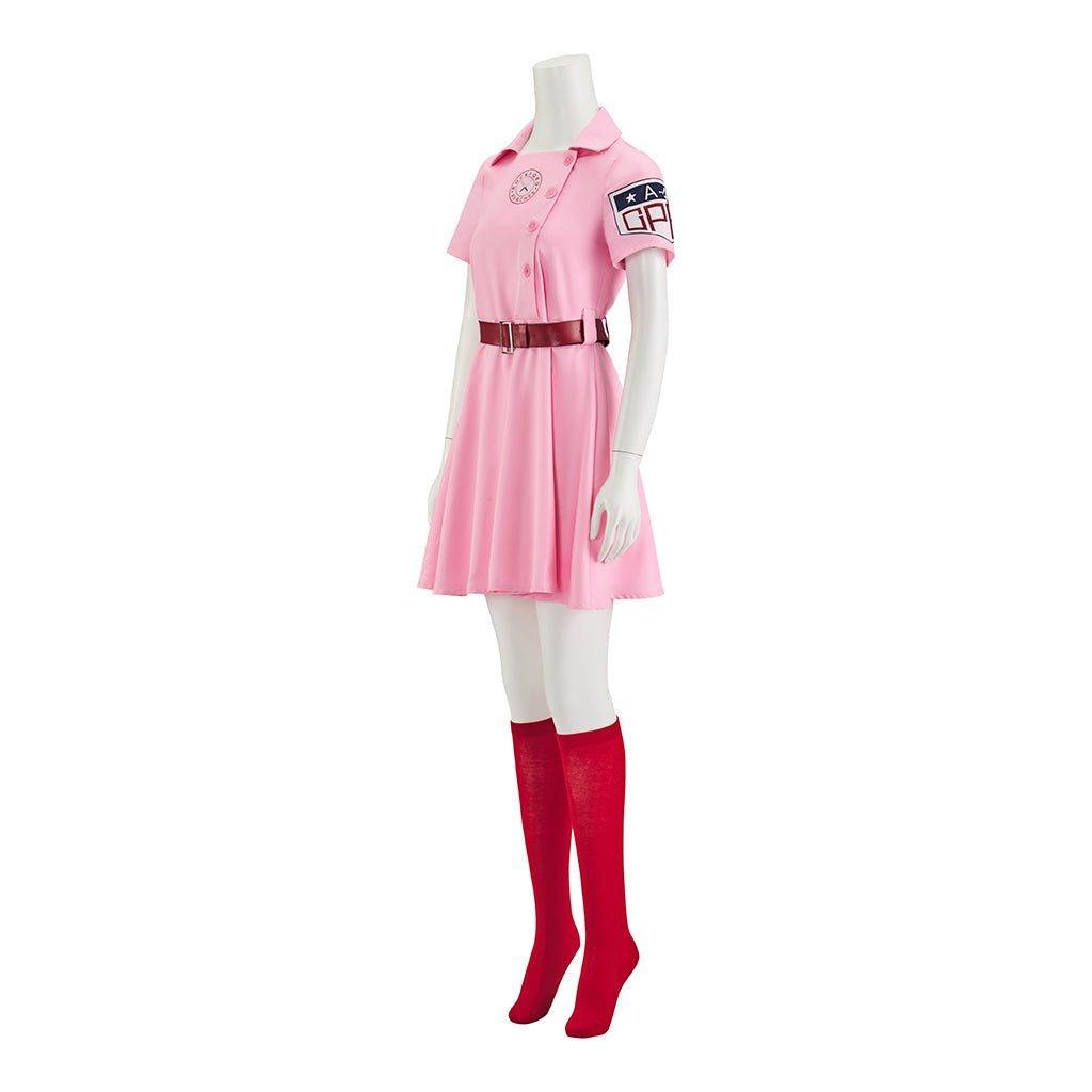Dottie Hinson Pink Dress Cosplay Costume - Women's Baseball League Uniform for Halloween & Themed Parties-Astricos