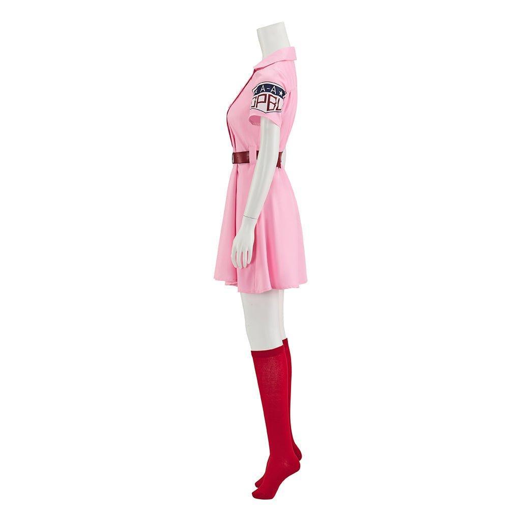 Dottie Hinson Pink Dress Cosplay Costume - Women's Baseball League Uniform for Halloween & Themed Parties-Astricos