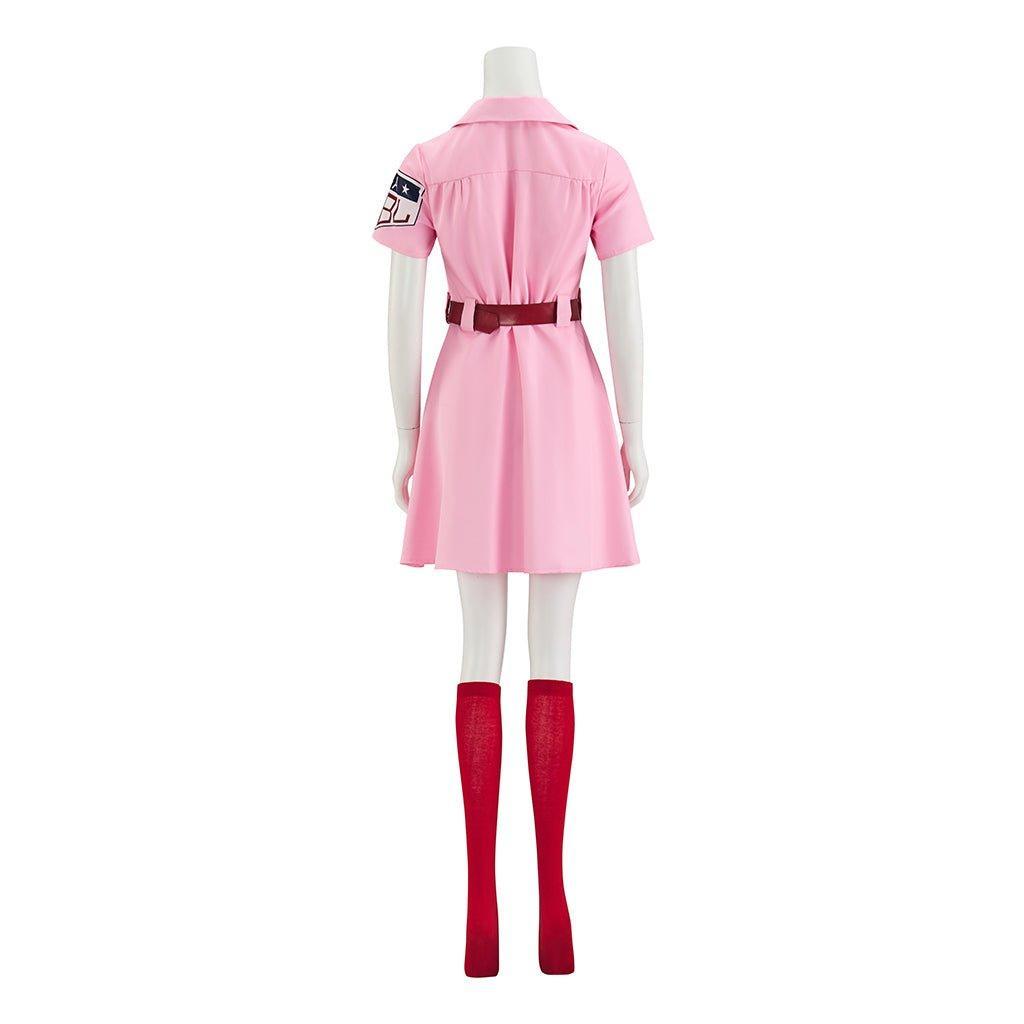Dottie Hinson Pink Dress Cosplay Costume - Women's Baseball League Uniform for Halloween & Themed Parties-Astricos