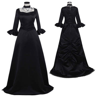 Plus Size Black Gothic Victorian Dress | Elegant Renaissance Rococo Gown for Women-Astricos