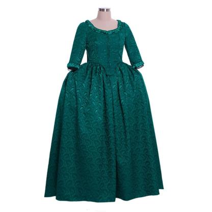 Outlander Claire Fraser's Green Vintage Rococo Ball Gown Dress for Cosplay & Halloween-Astricos