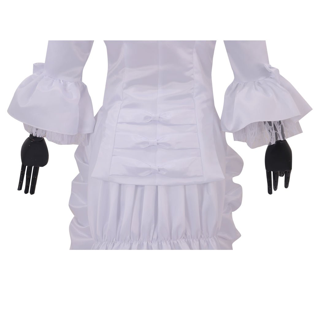 Women's Baroque Victorian Civil War White Dress - Elegant Ruffle Bustle Ball Gown-Astricos
