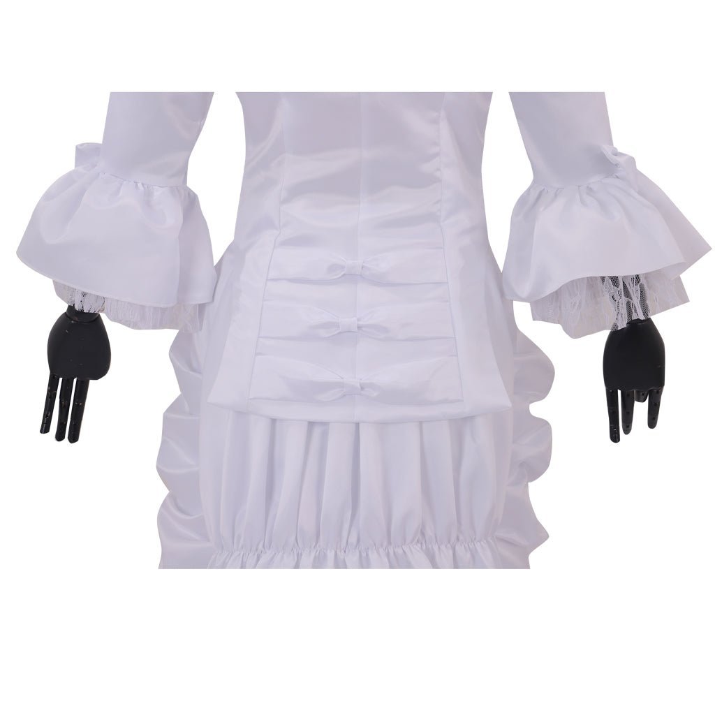 Women's Baroque Victorian Civil War White Dress - Elegant Ruffle Bustle Ball Gown-Astricos