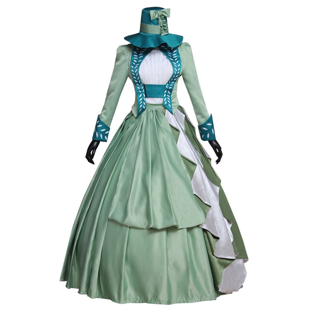 Mina Harker Green Victorian Cosplay Dress - Elegant Women's Bustle Gown-Astricos