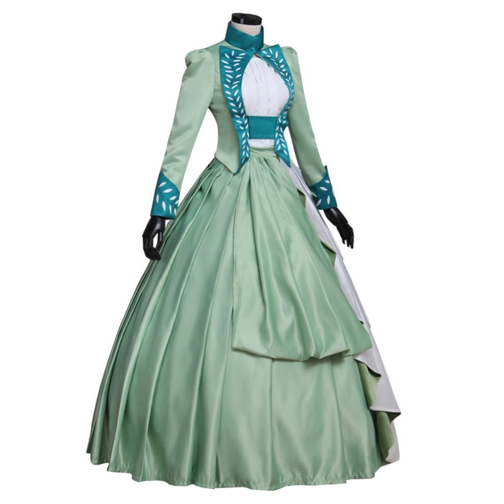 Mina Harker Green Victorian Cosplay Dress - Elegant Women's Bustle Gown-Astricos