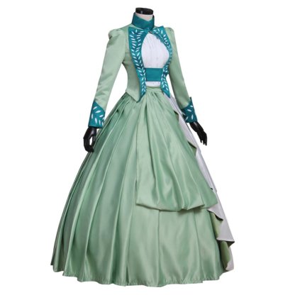Mina Harker Green Victorian Cosplay Dress - Elegant Women's Bustle Gown-Astricos