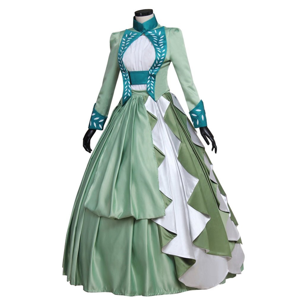 Mina Harker Green Victorian Cosplay Dress - Elegant Women's Bustle Gown-Astricos