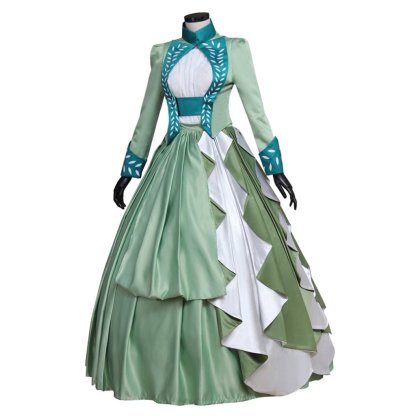Mina Harker Green Victorian Cosplay Dress - Elegant Women's Bustle Gown-Astricos
