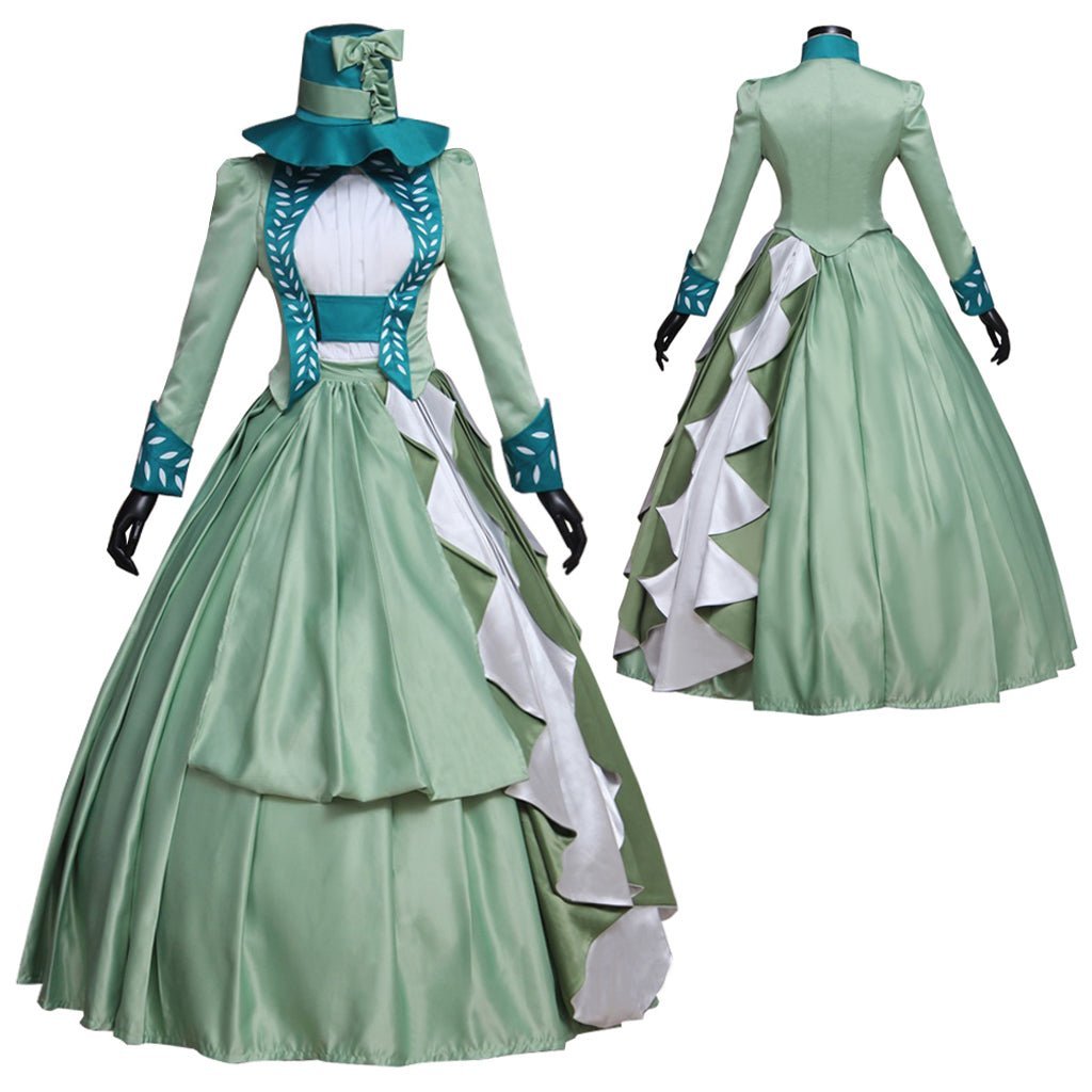 Mina Harker Green Victorian Cosplay Dress - Elegant Women's Bustle Gown-Astricos